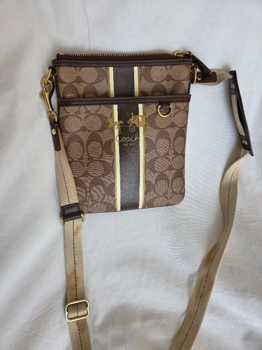 vintage Coach Heritage Stripe Swingpack 41664